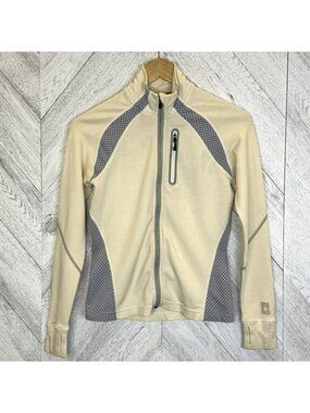 Smartwool Full Zip Jacket Womens Size XS Cream Wool Long Sleeve Activewear
